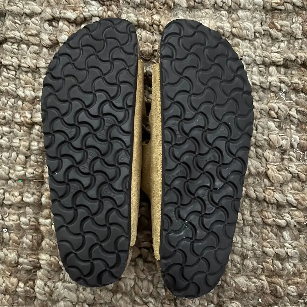 Birkenstock Arizona Taupe Suede Leather Sandals Size 40 Narrow Women 9 Men 7